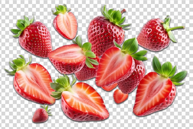 Flying or falling strawberries png