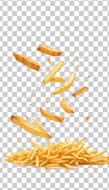 Flying French Fries On Transparent Background