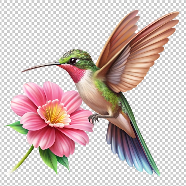 flying hummingbird realistic concept with beautiful flower