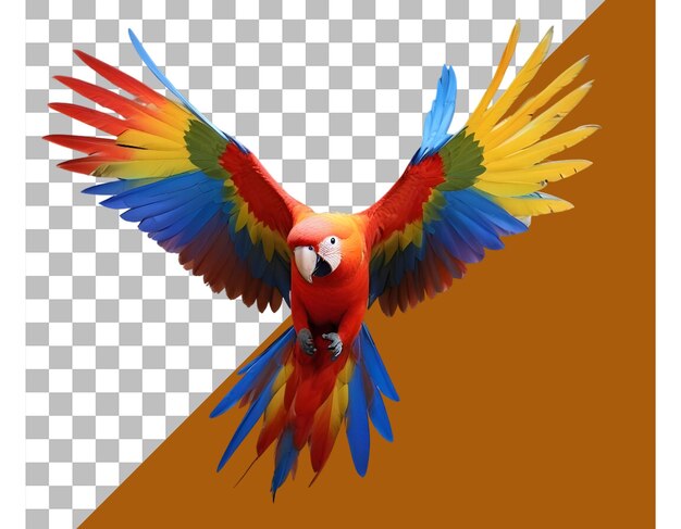 PSD flying macaw parrot isolated on transparent background