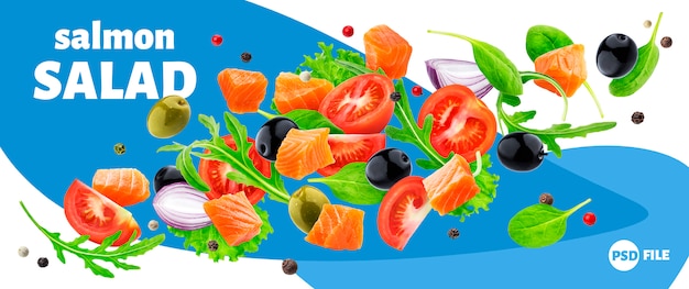 Flying salmon salad banner