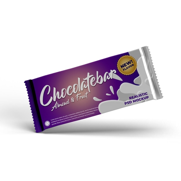 Flying side Big chocolate bar doff foil matte product packaging advertising mockup