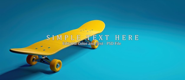 Flying simple yellow skateboard