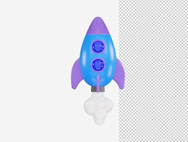 flying space rocket icon 3d rendering vector illustration