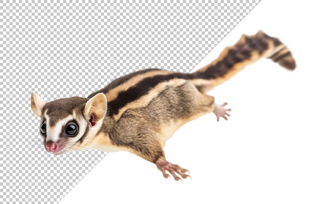 PSD flying sugar glider gliding in the air