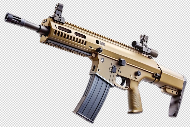 PSD fn scar assault rifle isolated on transparency background 5