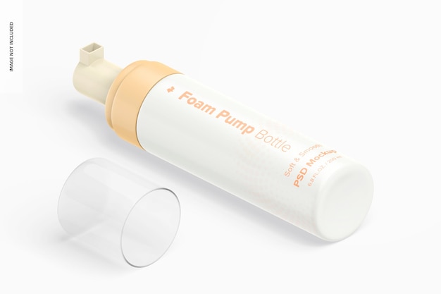 Foam Pump Bottle Mockup, Isometric Right View