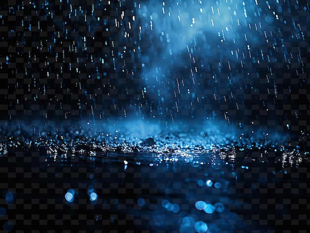 Foggy Glowing Rain With Murky Droplets and Blue Tranquil Col PNG Neon Light Effect Y2K Collection