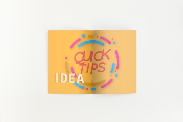 PSD folded paper mockup with tips concept