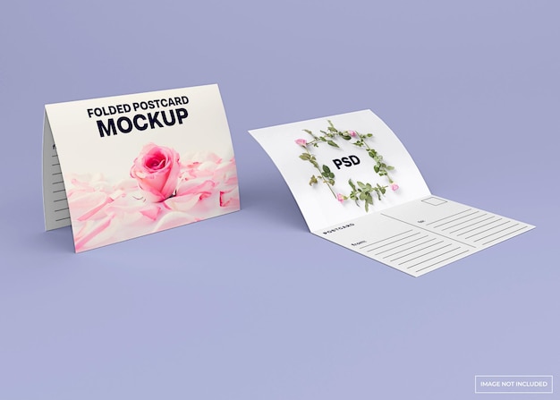 Folded postcard, invitation card mockup