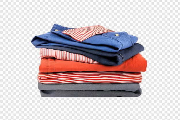 Folded shirts and jeans isolated on a transparent background