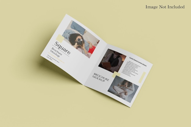 Folded square brochure mockup