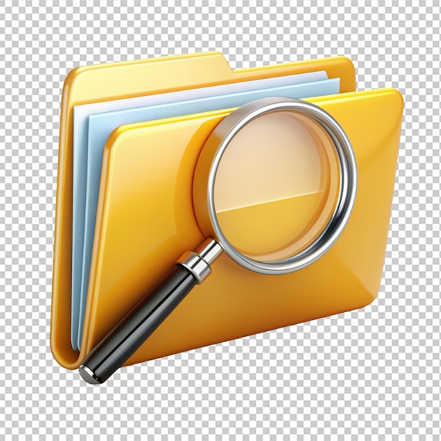 folder search with magnifying glass on transparent background