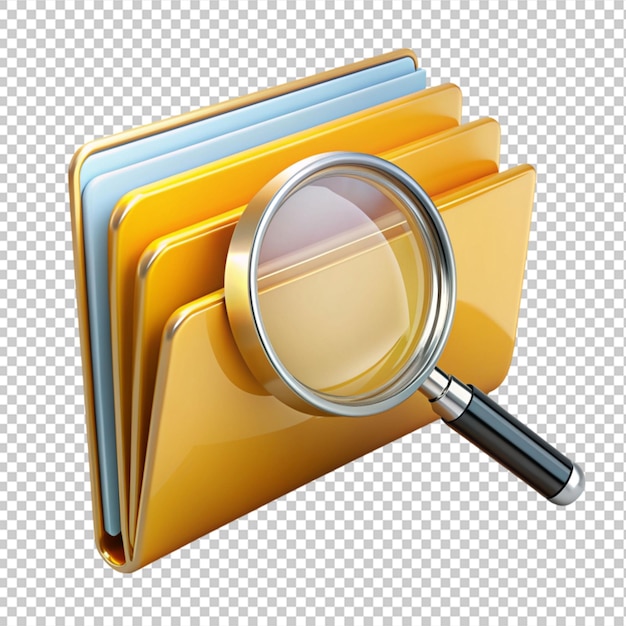 folder search with magnifying glass on transparent background