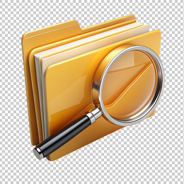 folder search with magnifying glass on transparent background