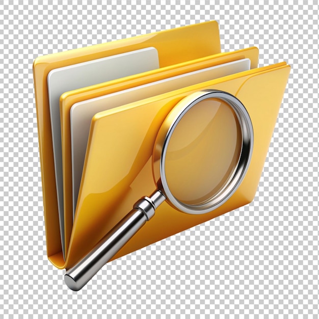 folder search with magnifying glass on transparent background