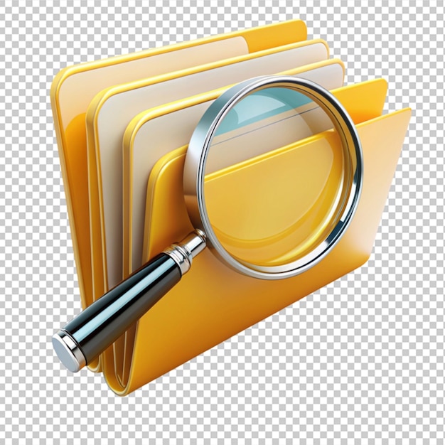 folder search with magnifying glass on transparent background