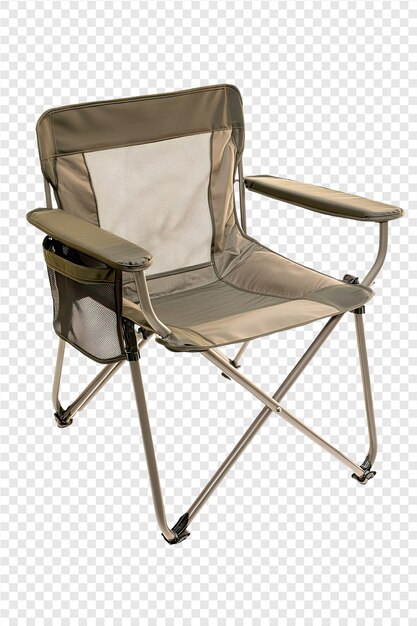 PSD a folding chair with a brown cover and a silver lid