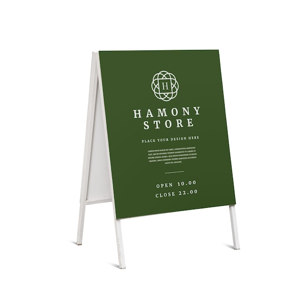 Folding A-Frame Signboard Mockup Template