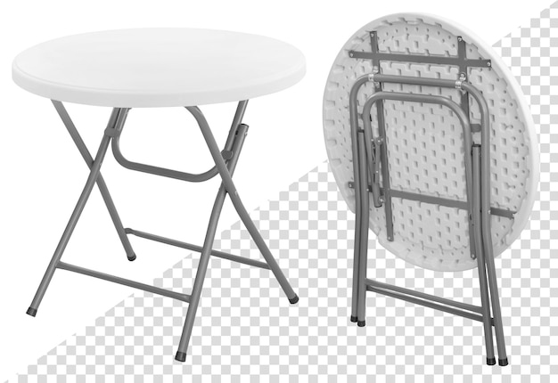 Folding table with plastic top and metal legs. Isolated from the background. Interior element