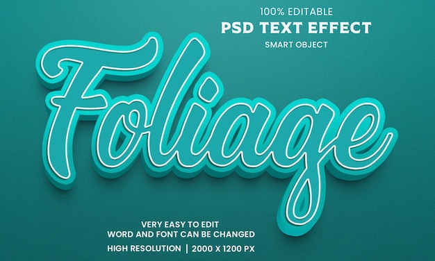 Foliage 3d editable text effect premium psd