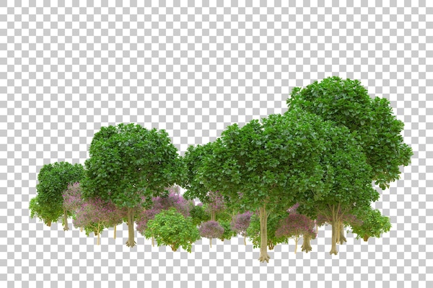 Foliage island isolated on white background 3d rendering illustration