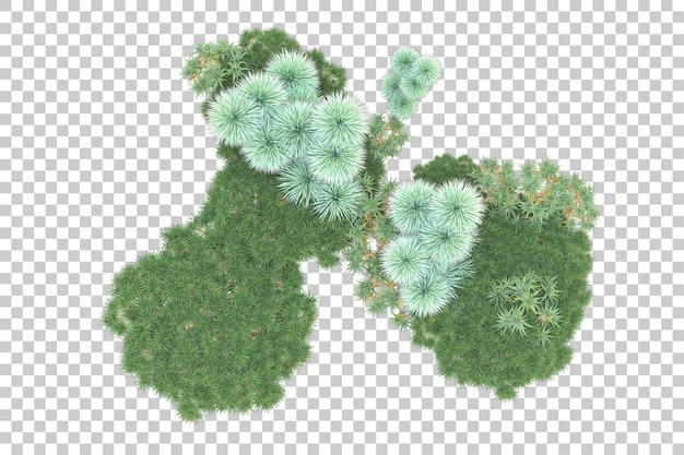 PSD foliage island isolated on white background 3d rendering illustration