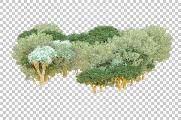 Foliage island isolated on white background 3d rendering illustration