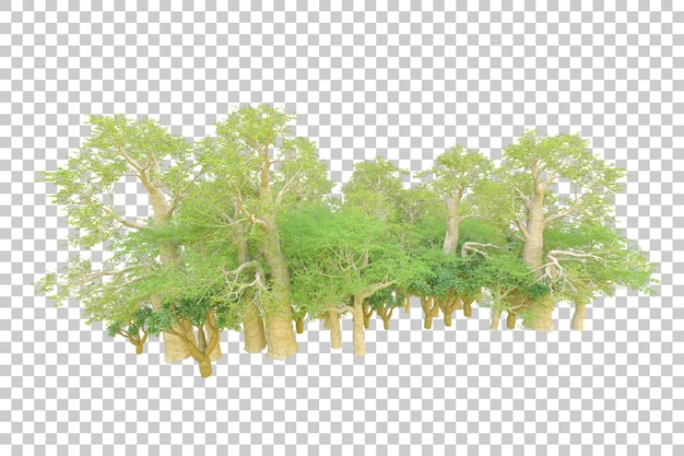 Foliage island isolated on white background 3d rendering illustration