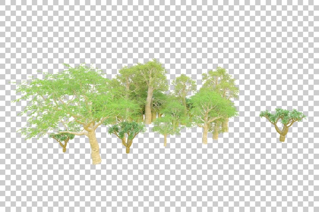 Foliage island isolated on white background 3d rendering illustration