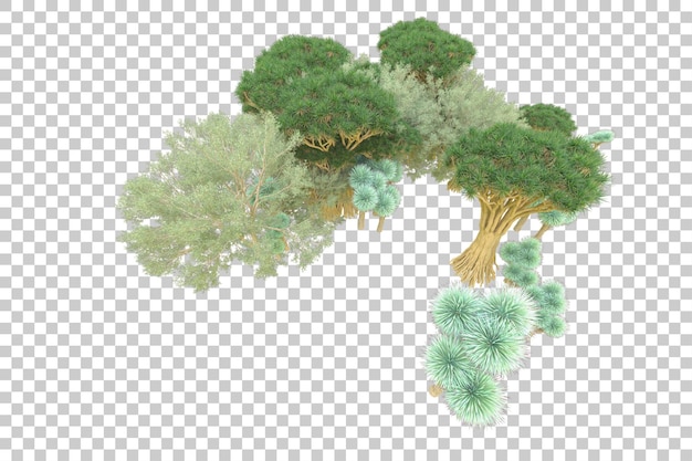 Foliage island isolated on white background 3d rendering illustration