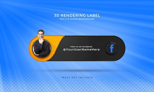 Follow me on Facebook social media lower third 3d design render icon badge with frame