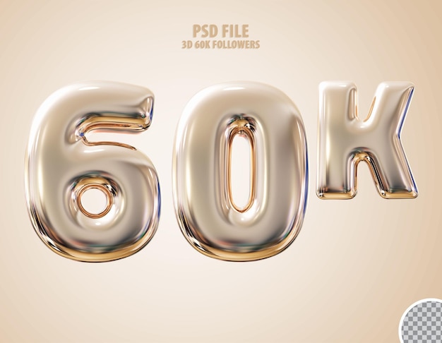 Follower 60k 3d golden luxury render