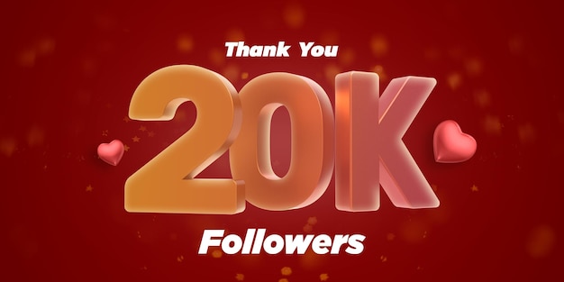 followers thank you golden 20 k numbers confetti and balloons social network friends followers