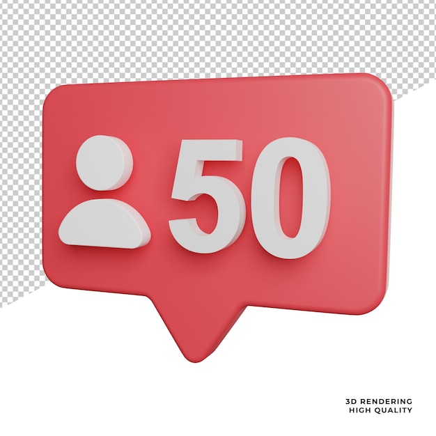 Following Counter Notification side view icon 3d rendering illustration on transparent background