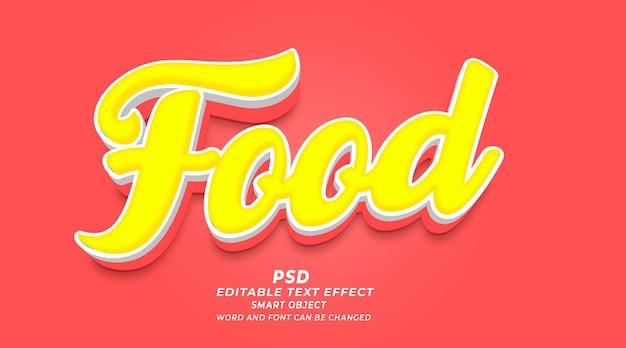 Food 3d editable photoshop text effect style with premium background