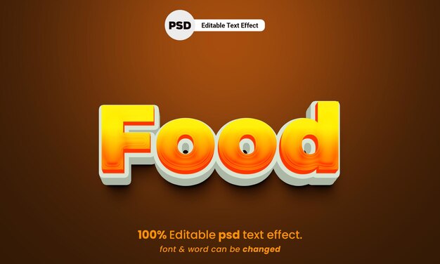 PSD food 3d editable psd premium food text effect