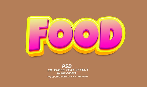 Food 3d Editable Text Effect Photoshop Template