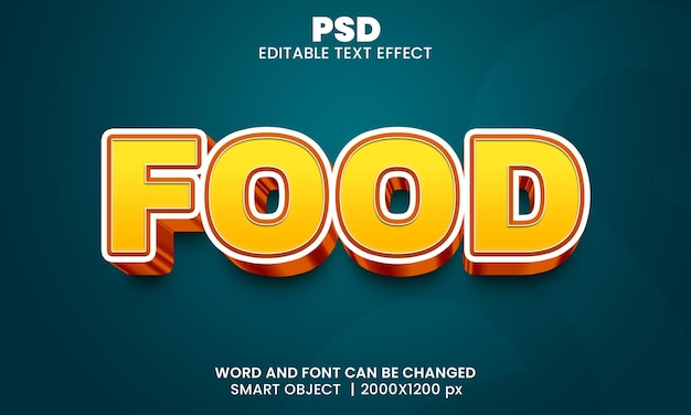 Food 3d editable text effect Premium Psd with background