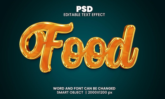 Food 3d editable text effect Premium Psd with background