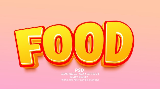 PSD food 3d editable text effect psd template