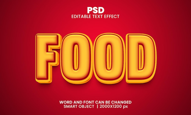 PSD food 3d editable text effect style premium psd with background