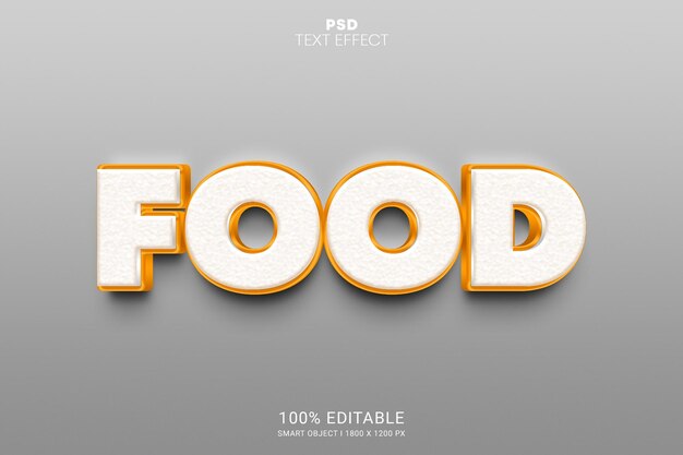 PSD food 3d psd editable text effect design