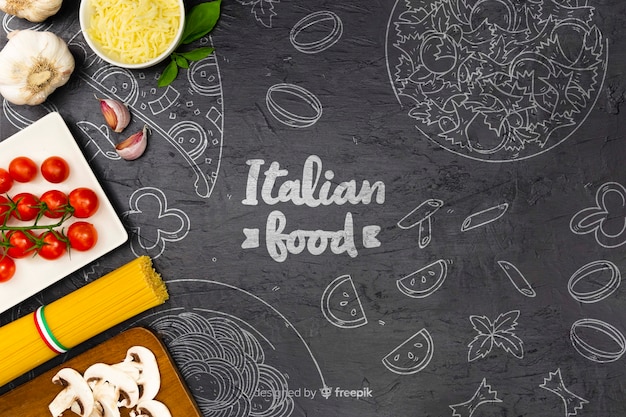 PSD food background with delicious ingredients