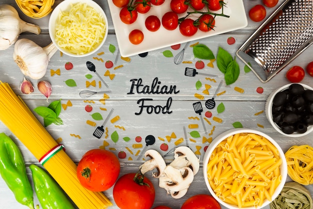 PSD food background with italian ingredients