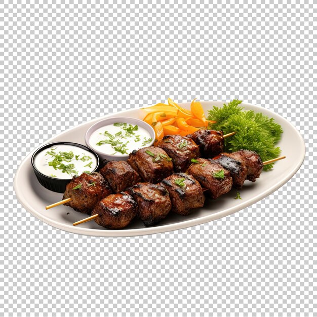 food bar b q PakistaniIndian kabab in royel plate on a transparent background