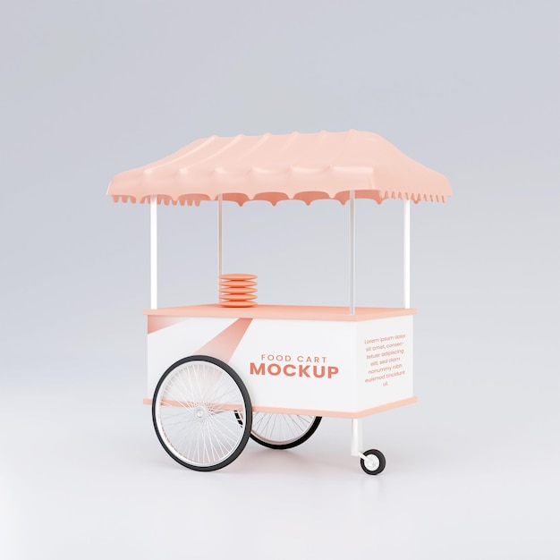 PSD food cart mockup 3d render