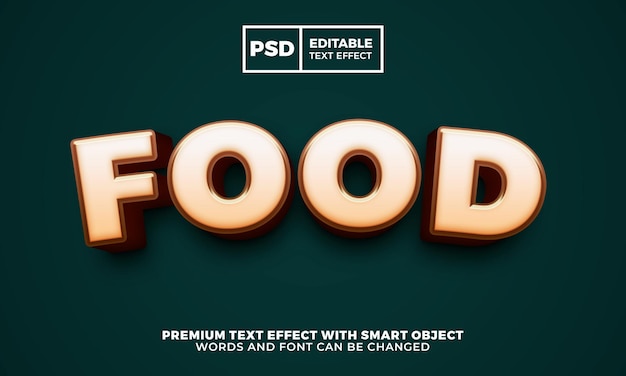 PSD food cartoon 3d editable text effect premium psd