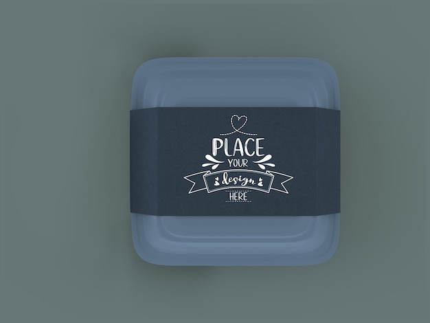 Food Container, White Box Mockup with craft cardboard cover for branding and identity. 