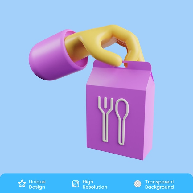 Food Delivery 3D Illustration